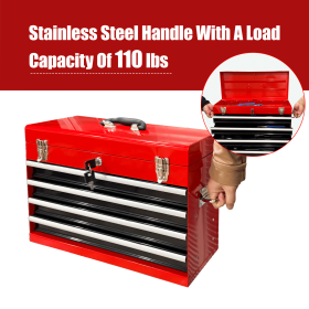 Heavy Duty Metal Tool Box, 21-inch, Portable Metal Tool Box with 4 Drawers, Small Tool Chest with EVA Liners