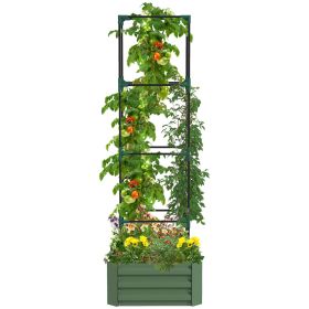 Outsunny Galvanized Raised Garden Bed, 24" x 24" x 11.75" Outdoor Planter Box with Trellis Tomato Cage and Open Bottom for Climbing Vines, Vegeta Outsunny Galvanized Raised Garden Bed, 24" x 24" x 11.75" Outdoor Planter Box with Trellis Tomato Cage and Open Bottom for Climbing Vines, Vegeta