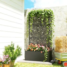 Metal Planter Box With Trellis (Option: Black)