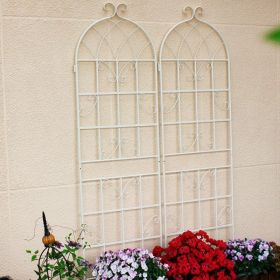 4 Pack Metal Garden Trellis 71" X 19.7" Rustproof Trellis For Climbing Plants Outdoor Flower Support (Option: CREAMWHITE)
